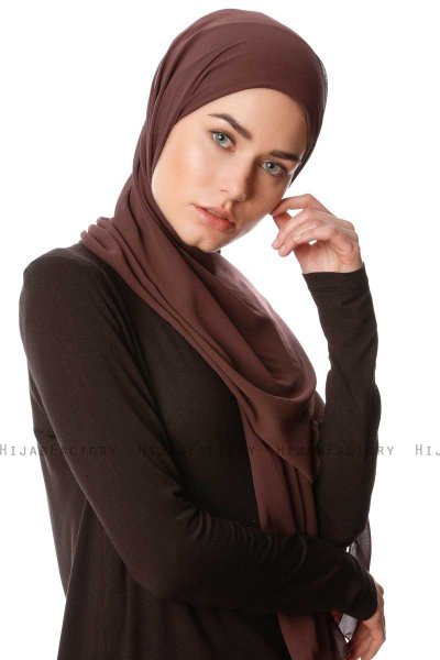 Derya - Hijab Práctico Chiffon Marrón