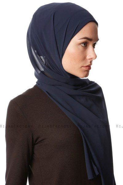 Derya - Hijab Práctico Chiffon Azul Marino Oscuro