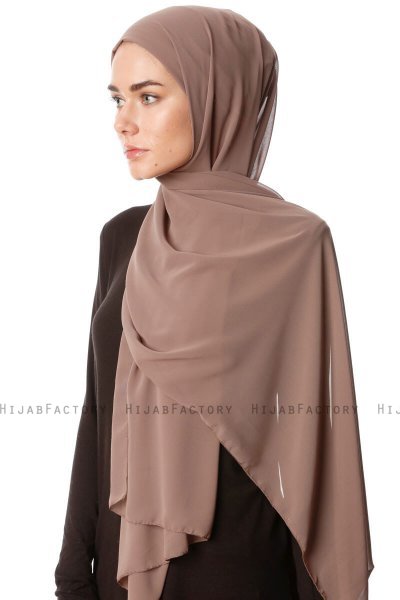Derya - Hijab Práctico Chiffon Taupe Oscuro