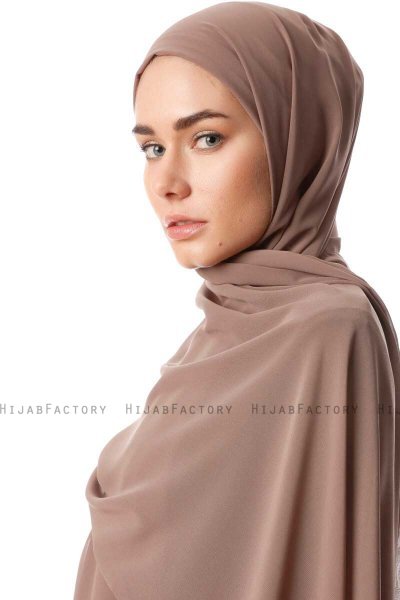 Derya - Hijab Práctico Chiffon Taupe Oscuro