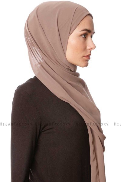 Derya - Hijab Práctico Chiffon Taupe Oscuro