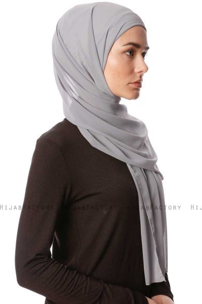 Derya - Hijab Práctico Chiffon Gris Oscuro