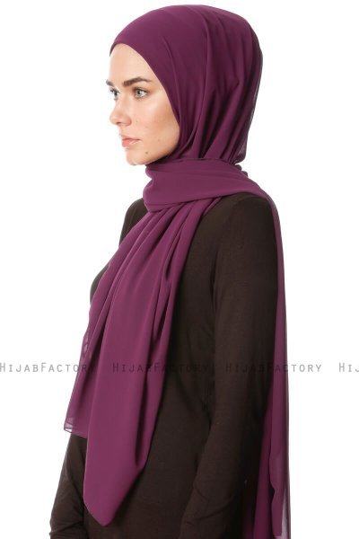 Derya - Hijab Práctico Chiffon Morado Oscuro