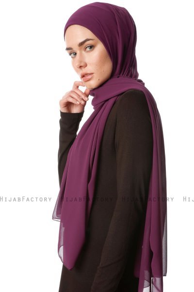 Derya - Hijab Práctico Chiffon Morado Oscuro
