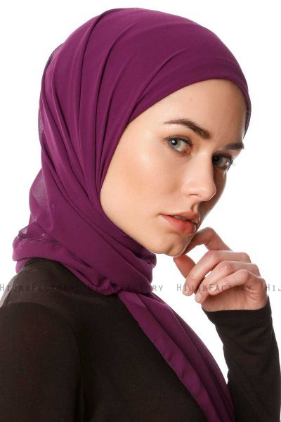 Derya - Hijab Práctico Chiffon Morado Oscuro