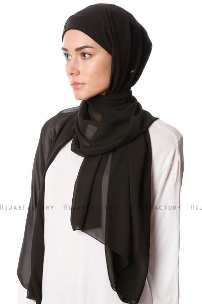 Derya - Hijab Práctico Chiffon Negro