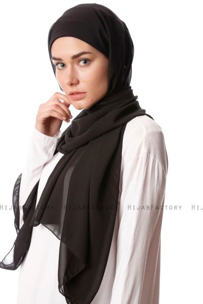 Derya - Hijab Práctico Chiffon Negro
