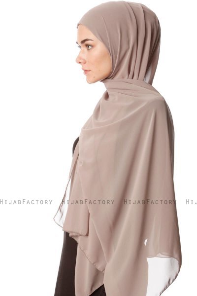 Derya - Hijab Práctico Chiffon Taupe Claro
