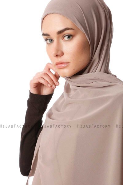 Derya - Hijab Práctico Chiffon Taupe Claro