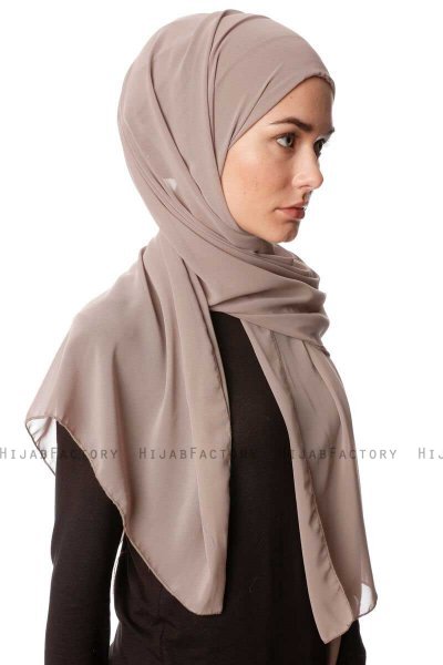 Derya - Hijab Práctico Chiffon Taupe Claro