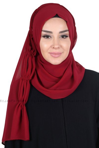 Disa - Hijab Chiffon Práctico Burdeos
