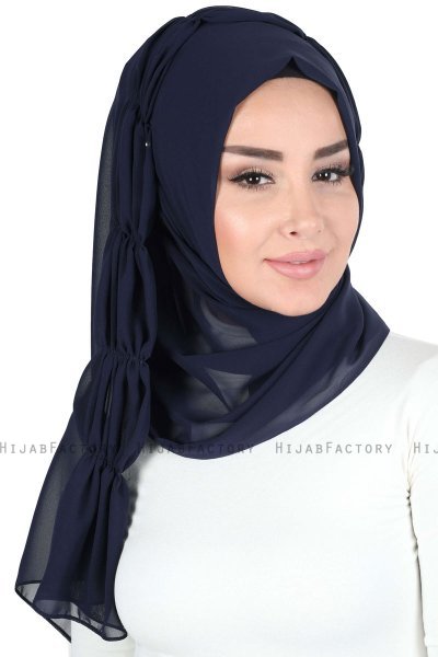 Disa - Hijab Chiffon Práctico Azul Marino