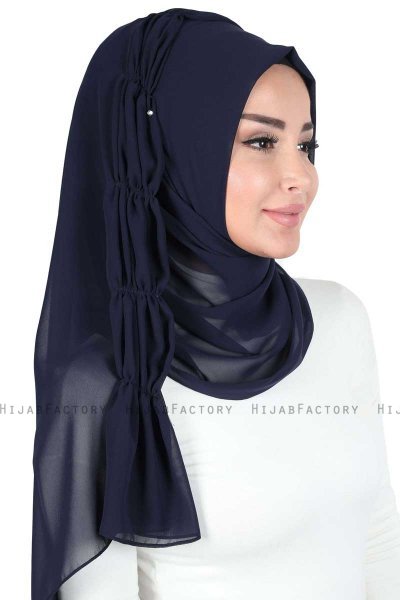 Disa - Hijab Chiffon Práctico Azul Marino