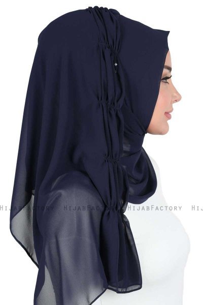 Disa - Hijab Chiffon Práctico Azul Marino