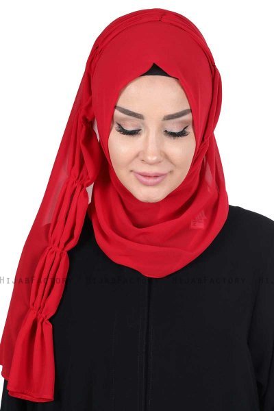 Disa - Hijab Chiffon Práctico Rojo