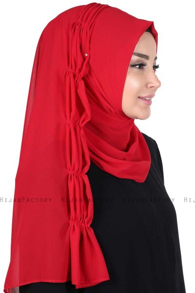 Disa - Hijab Chiffon Práctico Rojo