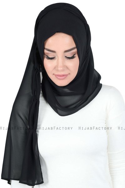 Disa - Hijab Chiffon Práctico Negro