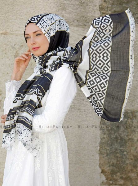 Dounia - Hijab Estampado Negro - Sal Evi