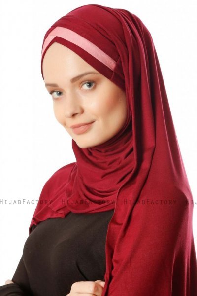 Duru - Hijab Jersey Burdeos & Rosa Oscuro