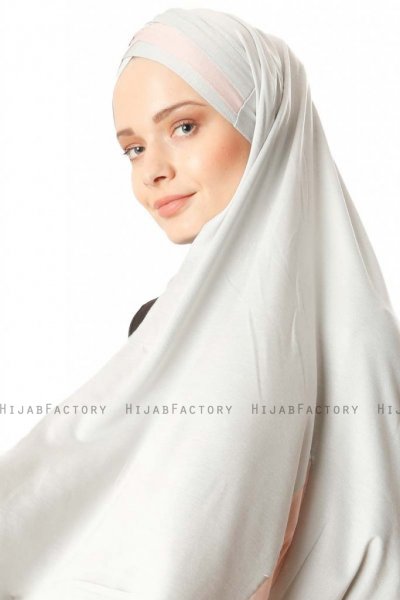 Duru - Hijab Jersey Gris Claro & Rosa De Antaño
