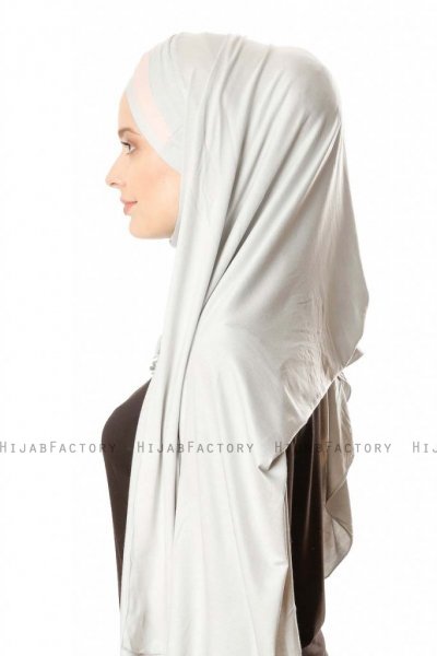 Duru - Hijab Jersey Gris Claro & Rosa De Antaño