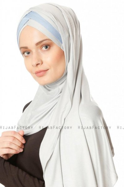 Duru - Hijab Jersey Gris Claro & Azul Claro