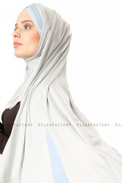 Duru - Hijab Jersey Gris Claro & Azul Claro