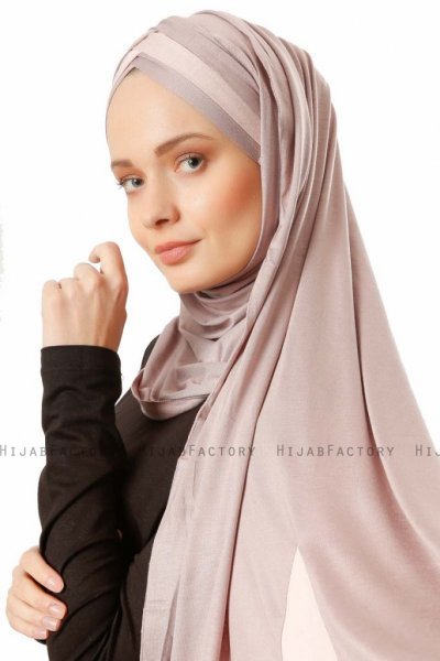 Duru - Hijab Jersey Piedra Gris & Rosa De Antaño