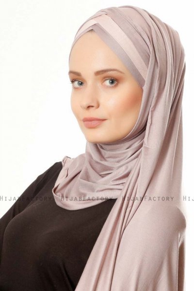 Duru - Hijab Jersey Piedra Gris & Rosa De Antaño