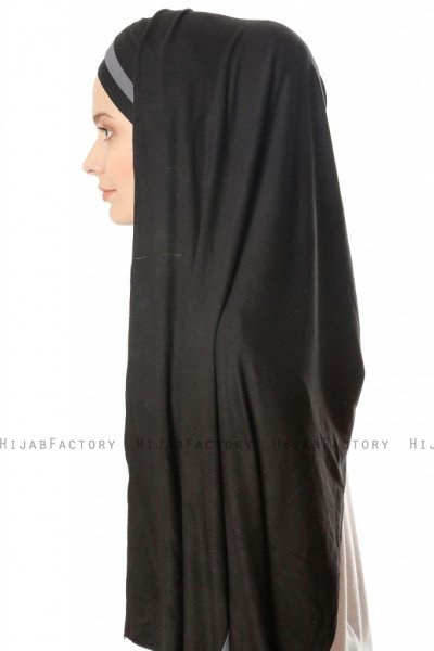 Duru - Hijab Jersey Negro & Gris Oscuro