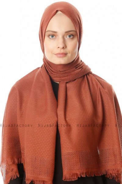 Ebru - Hijab Algodón Ladrillo Rojo
