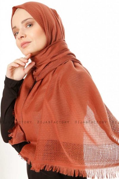 Ebru - Hijab Algodón Ladrillo Rojo