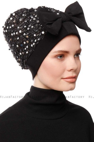 Enfleda - Turbante Negro & Gris Claro