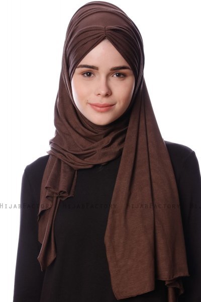 Eslem - Hijab Pile Jersey Marrón - Ecardin