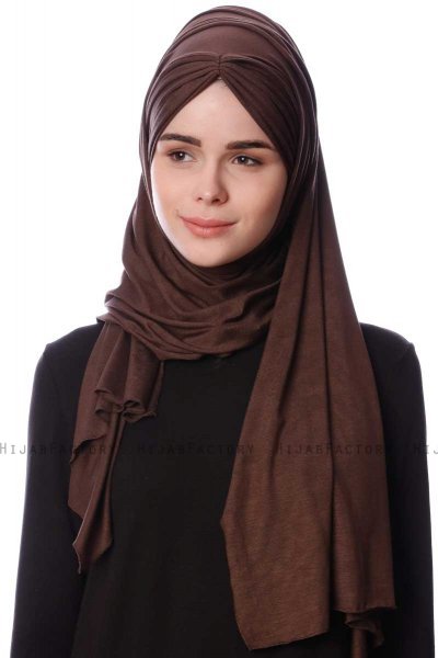 Eslem - Hijab Pile Jersey Marrón - Ecardin