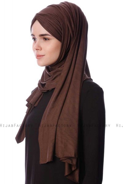 Eslem - Hijab Pile Jersey Marrón - Ecardin