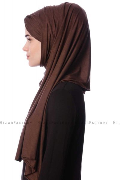 Eslem - Hijab Pile Jersey Marrón - Ecardin