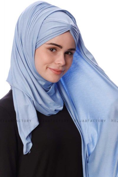 Eslem - Hijab Pile Jersey Azul Claro - Ecardin