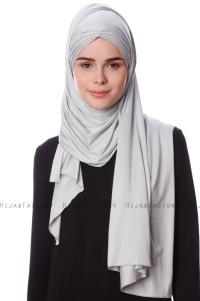 Eslem - Hijab Pile Jersey Gris Claro - Ecardin