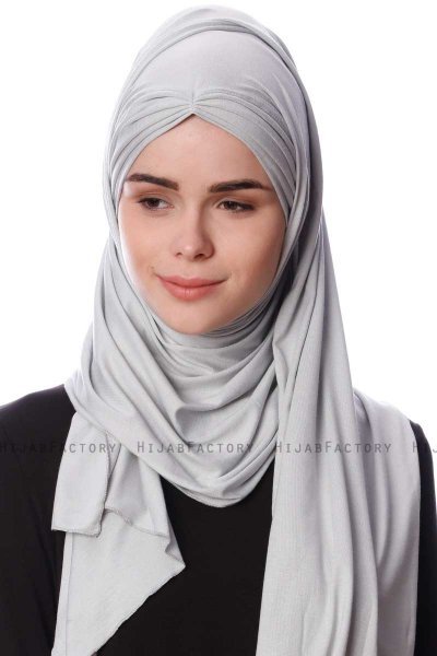 Eslem - Hijab Pile Jersey Gris Claro - Ecardin