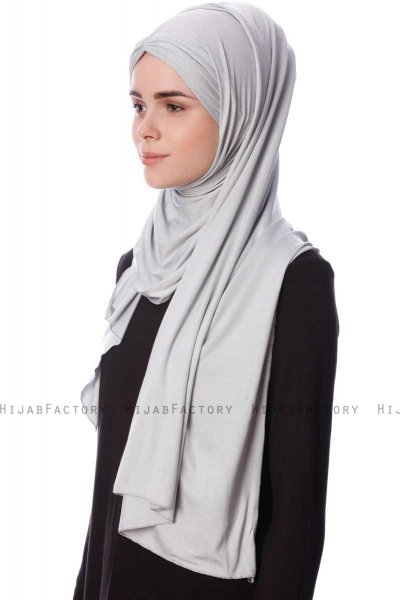 Eslem - Hijab Pile Jersey Gris Claro - Ecardin