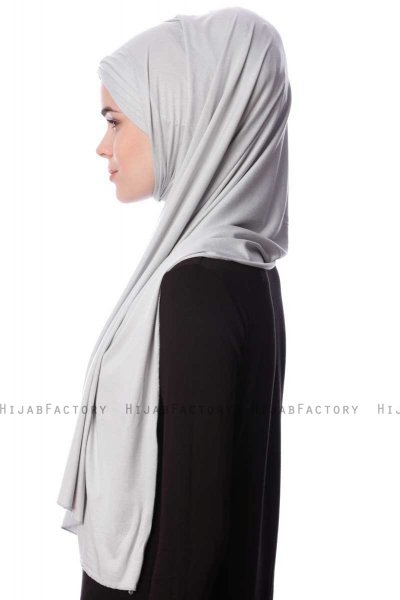 Eslem - Hijab Pile Jersey Gris Claro - Ecardin