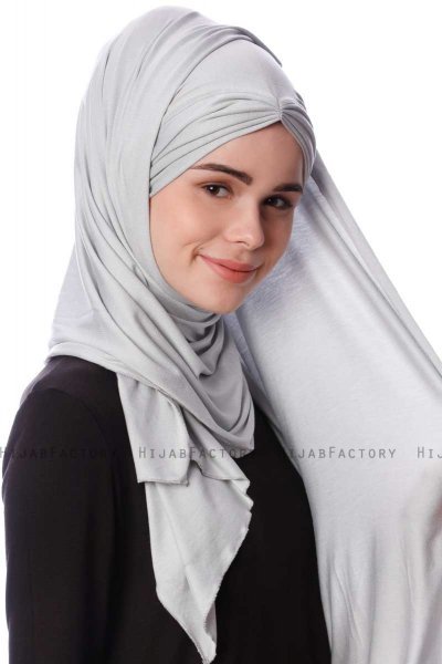 Eslem - Hijab Pile Jersey Gris Claro - Ecardin