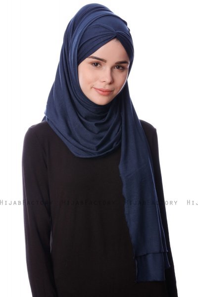 Eslem - Hijab Pile Jersey Azul Marino - Ecardin
