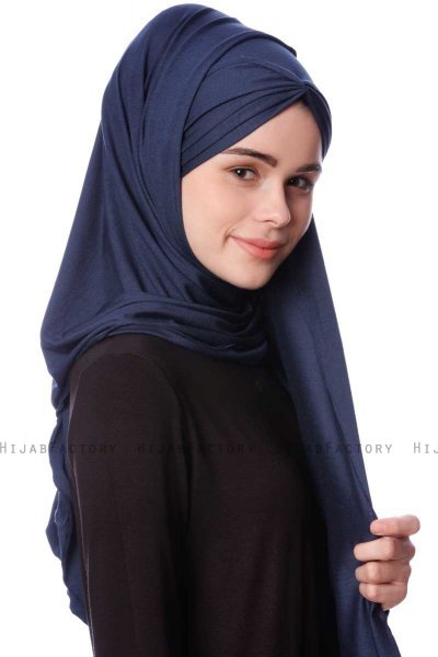 Eslem - Hijab Pile Jersey Azul Marino - Ecardin