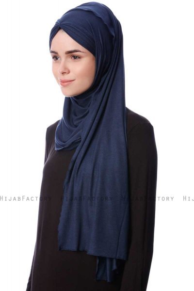 Eslem - Hijab Pile Jersey Azul Marino - Ecardin