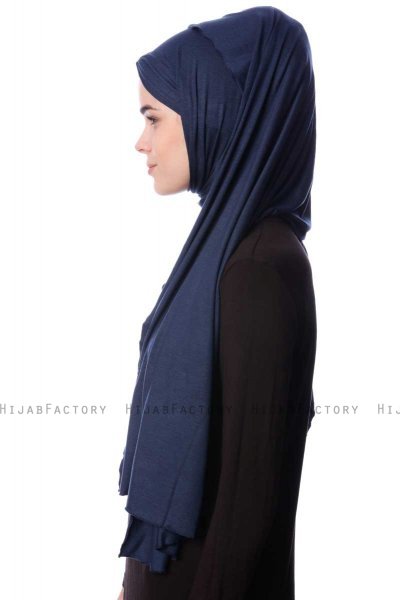 Eslem - Hijab Pile Jersey Azul Marino - Ecardin