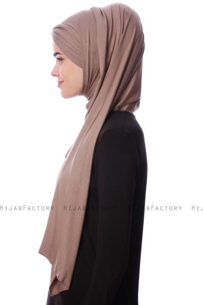 Eslem - Hijab Pile Jersey Taupe Oscuro - Ecardin