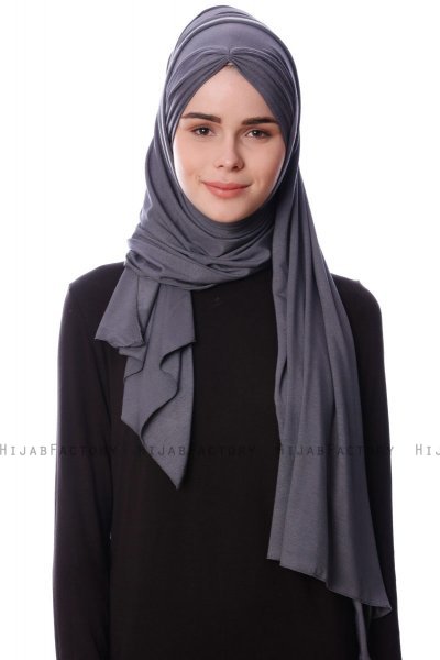 Eslem - Hijab Pile Jersey Gris Oscuro - Ecardin