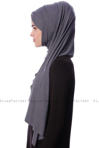 Eslem - Hijab Pile Jersey Gris Oscuro - Ecardin